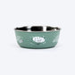 HUFT Ferns & Fur Printed Steel Bowl For Dog - Sage Green