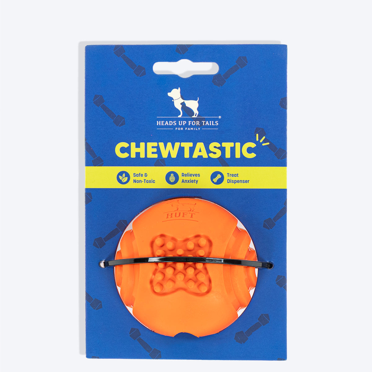 HUFT Chewtastic Mini Feeder Chew Ball For Dog - Orange - Heads Up For Tails