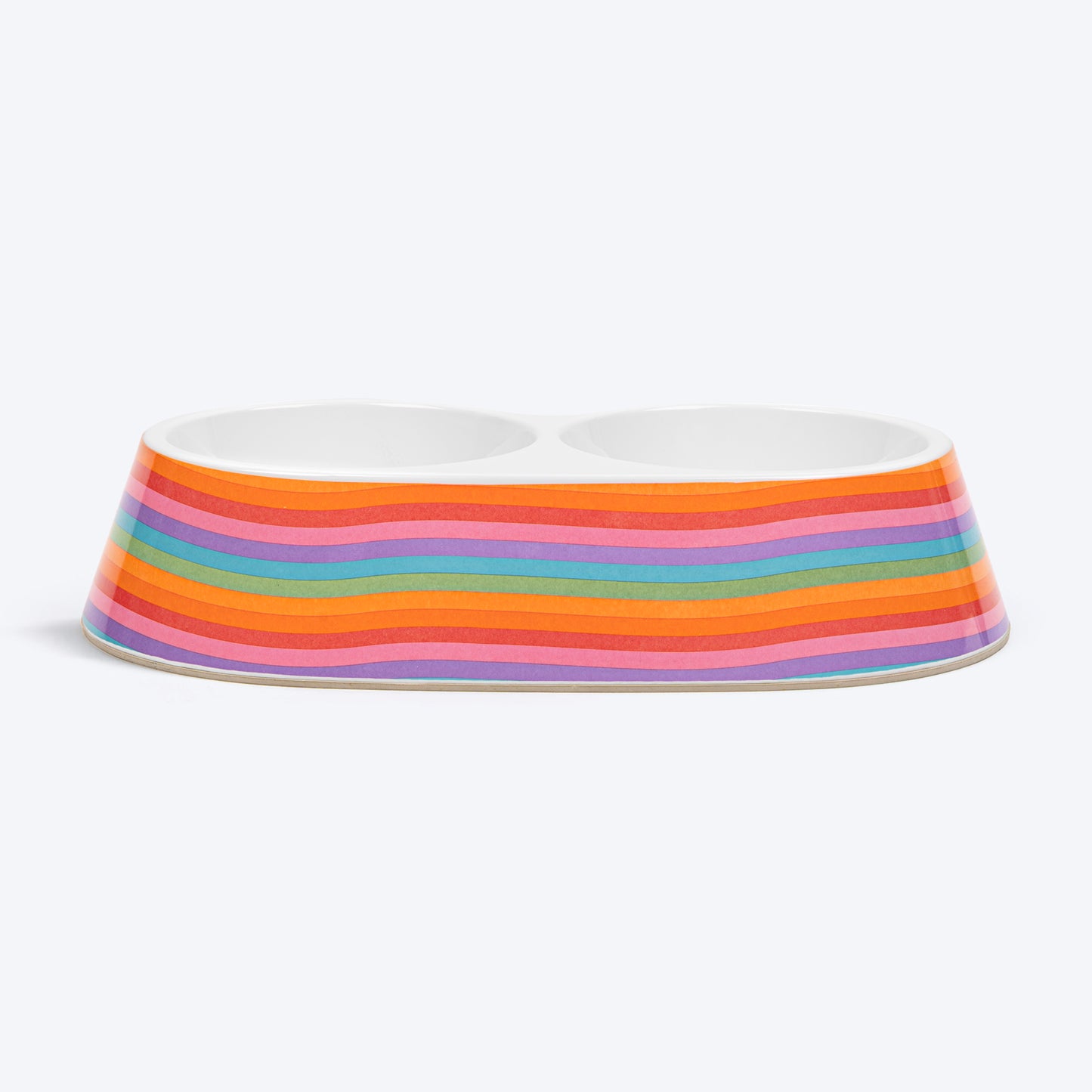 HUFT Rainbow Splash Printed Melamine Double Diner For Dog - Multicolor