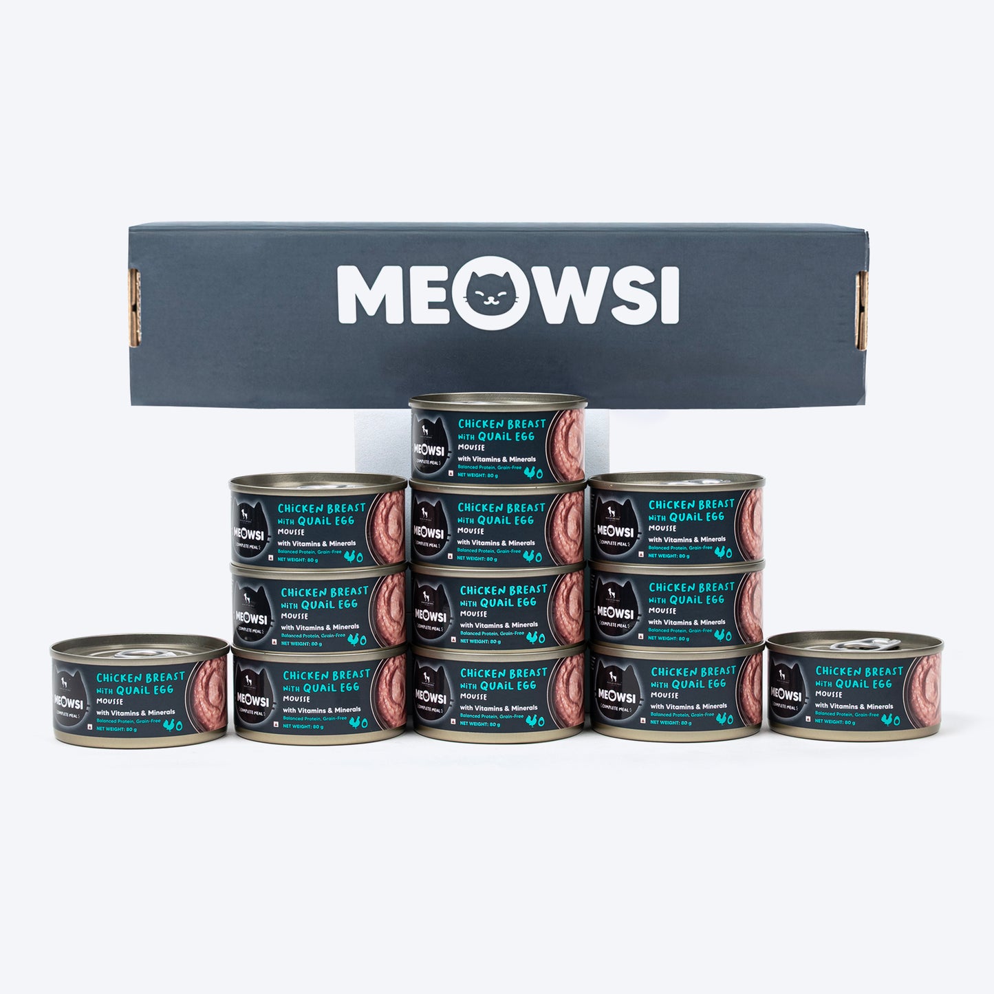 Meowsi by HUFT Chicken Breast With Quail Egg Mousse Canned Cat Wet Food-80 gm