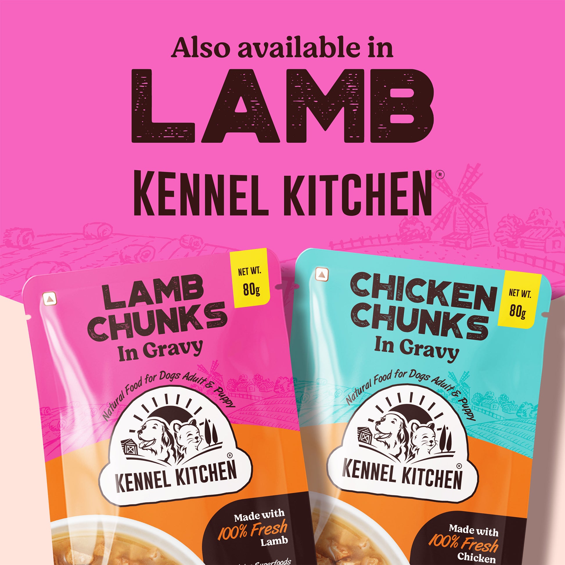 Kennel Kitchen Chicken Chunks in Gravy Wet Dog Food - 80 g packs - Heads Up For Tails