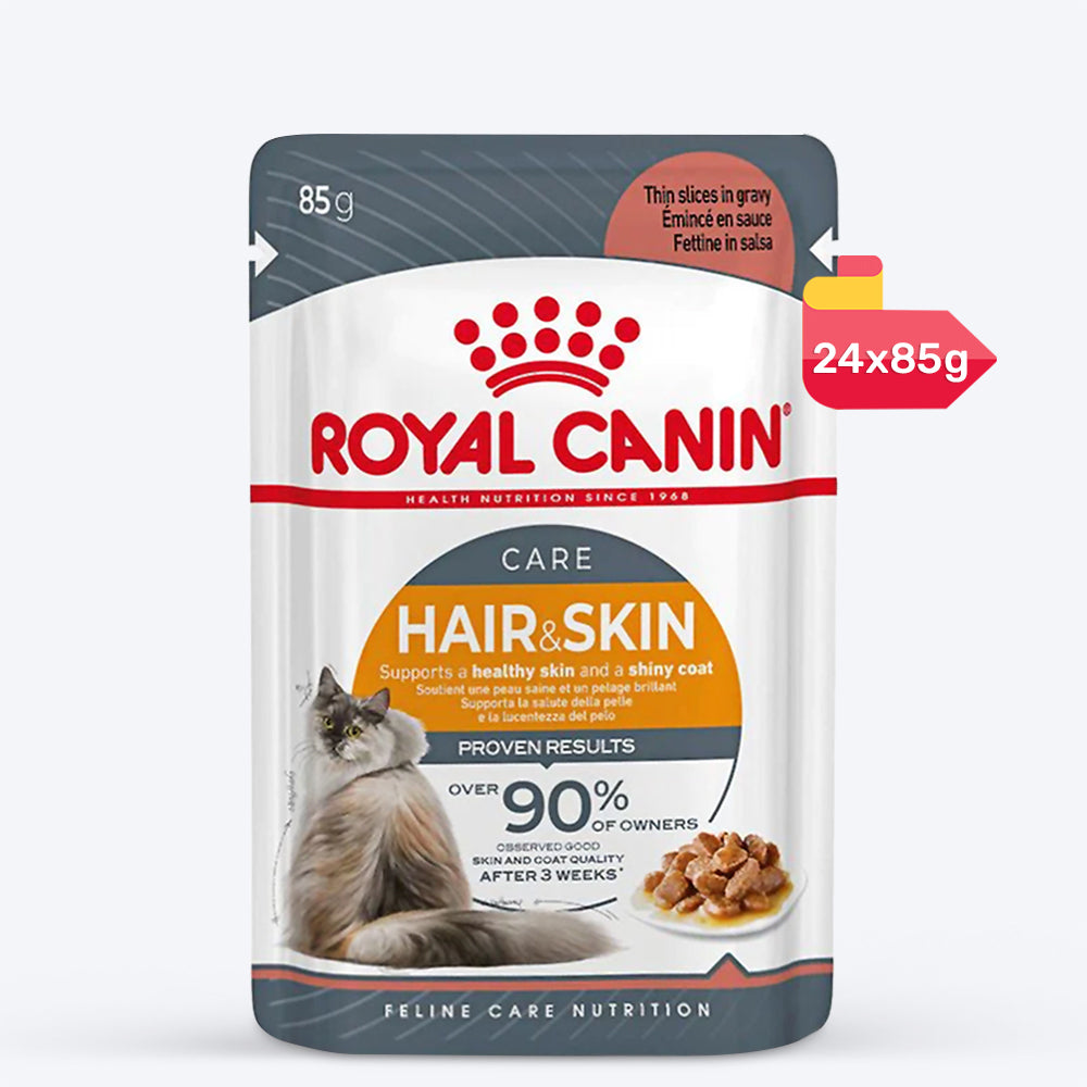 Royal Canin Hair & Skin Care In Gravy Adult Cat Wet Food - 85 g - Heads Up For Tails