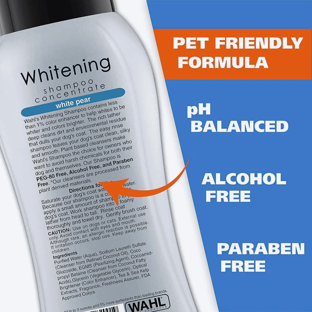 Wahl Whitening Brightening Concentrate Formula Dog Shampoo - White Pear - 700 ml - Heads Up For Tails