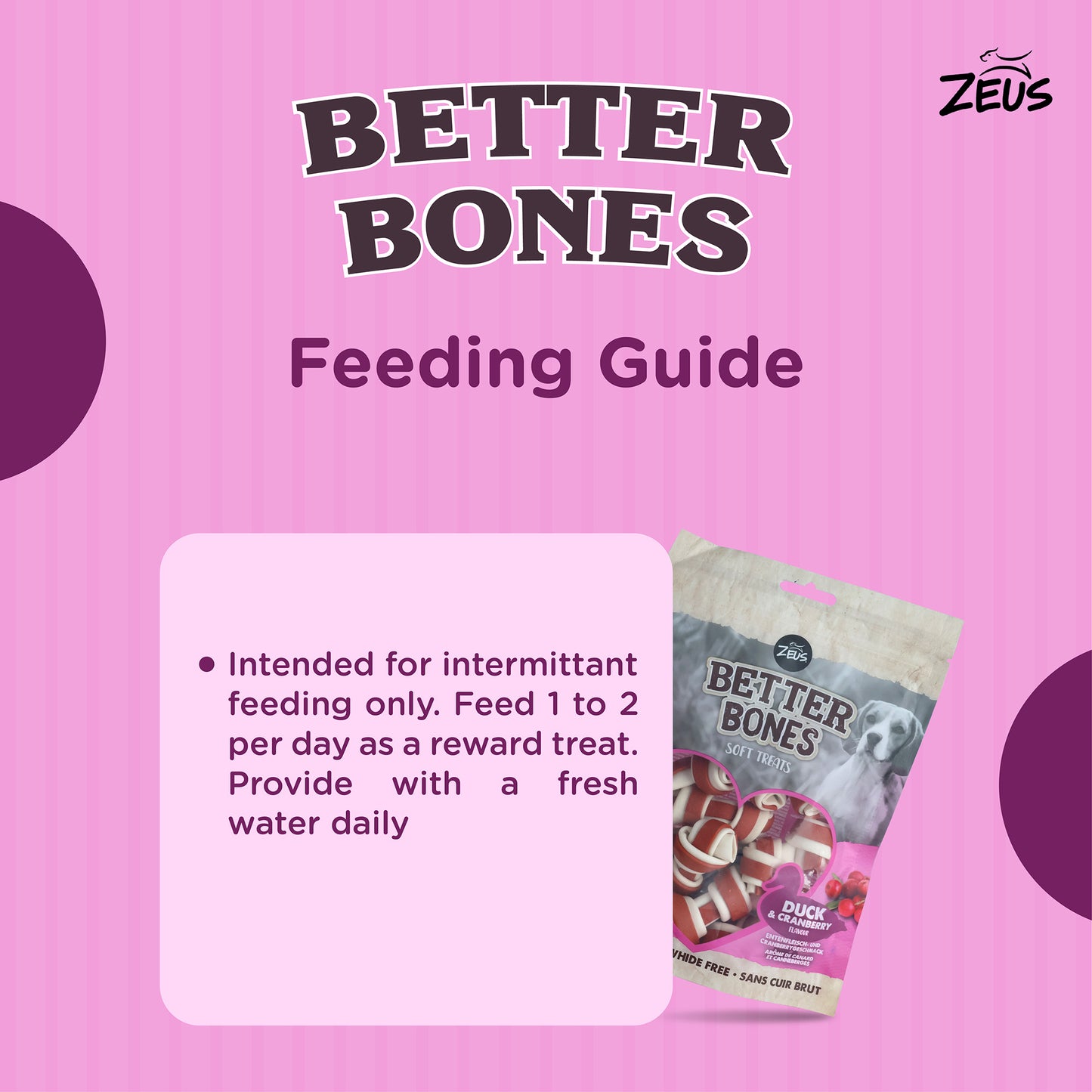 Zeus Better Bones Duck & Cranberry Soft Treat For Dogs - 219 gm (10 pcs) - Heads Up For Tails