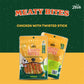 Zeus Meaty Bites Chicken With Twisted Stick Dog Treats - 60 gm - Heads Up For Tails