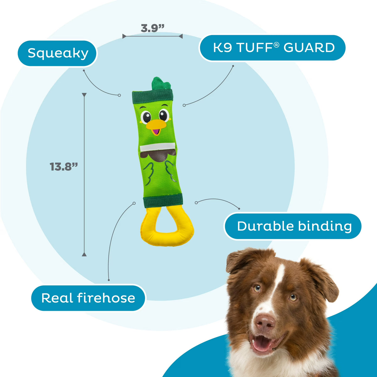 Outward Hound Mallard Fire Biterz Chew Toy For Dog - Green - Heads Up For Tails