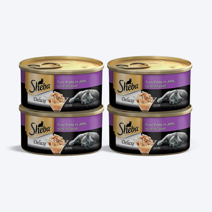 Sheba Tuna White Meat in Jelly Adult Wet Cat Food - 85 g packs - Heads Up For Tails
