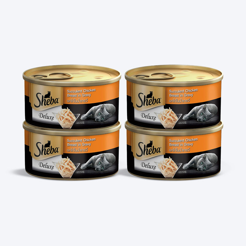Sheba Succulent Chicken Breast in Gravy Adult Wet Cat Food - 85 g packs - Heads Up For Tails