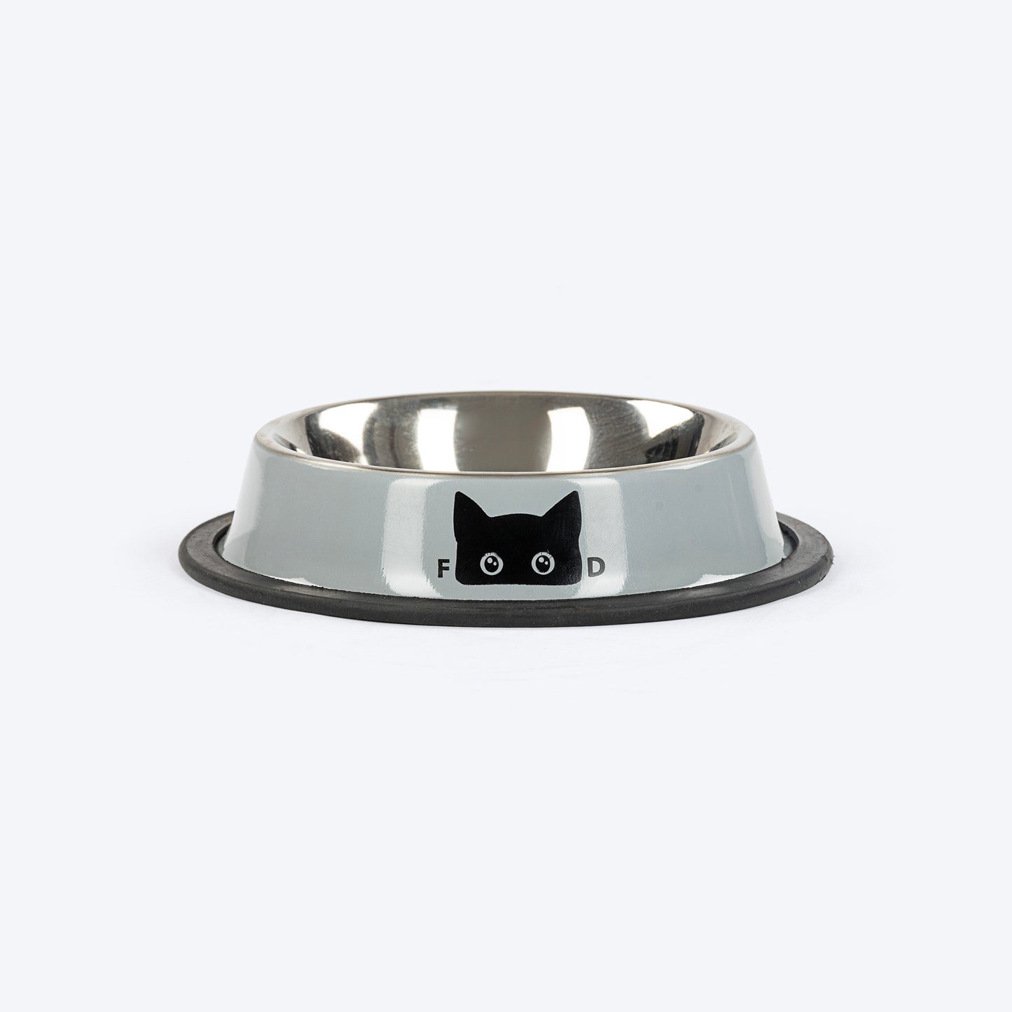 HUFT Eyes On Prize Printed Steel Bowl For Cat - Grey