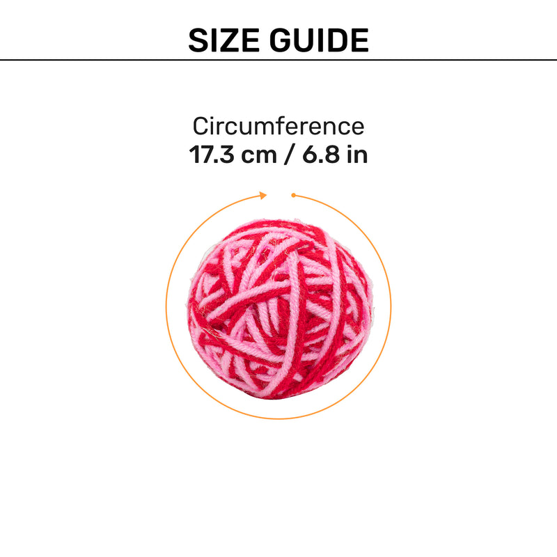 TLC Knotty Rattle Ball Interactive Toy For Cat - Red & Pink - Heads Up For Tails