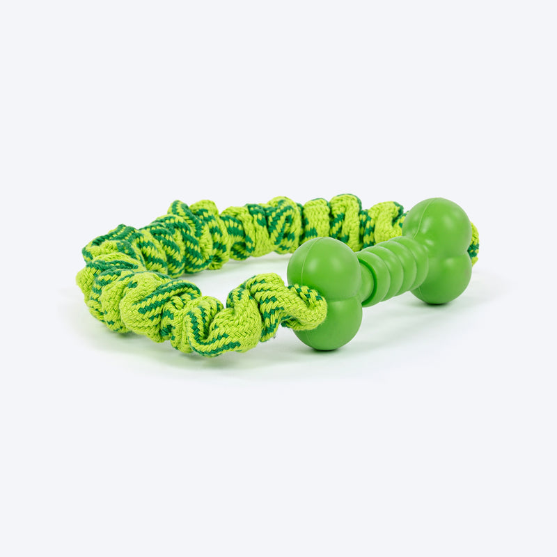HUFT Tuggables Pull & Play Bungee Rope Toy For Dog - Light Green - Heads Up For Tails