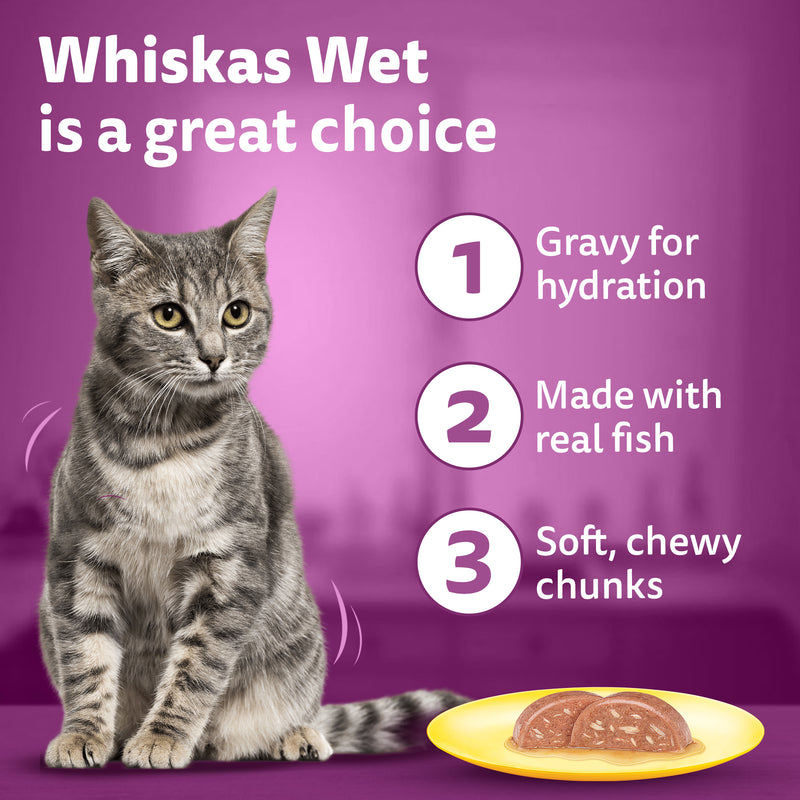 Whiskas Tuna And White Fish Wet Food For Adult Cat - 80 gm - Heads Up For Tails