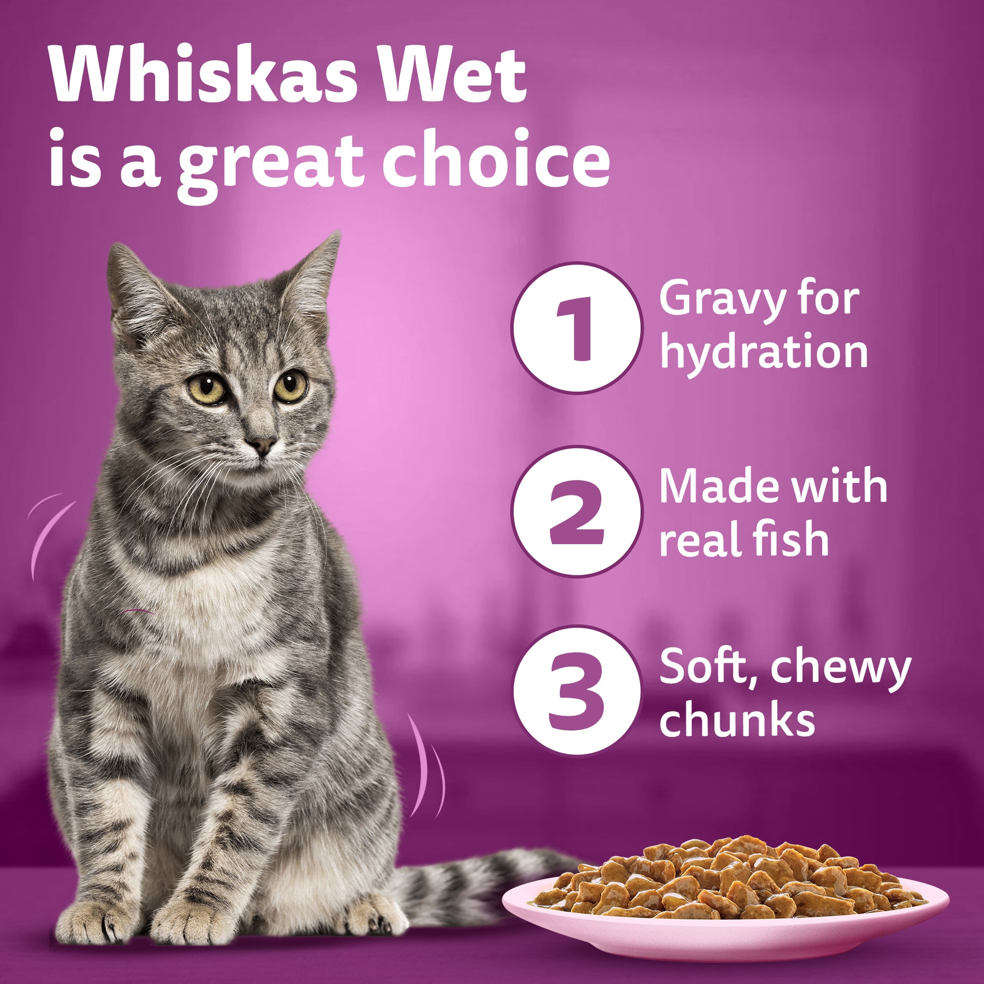 Whiskas Salmon in Gravy (1+ Years) Wet Food For Adult Cat - 80 gm Pack - Heads Up For Tails