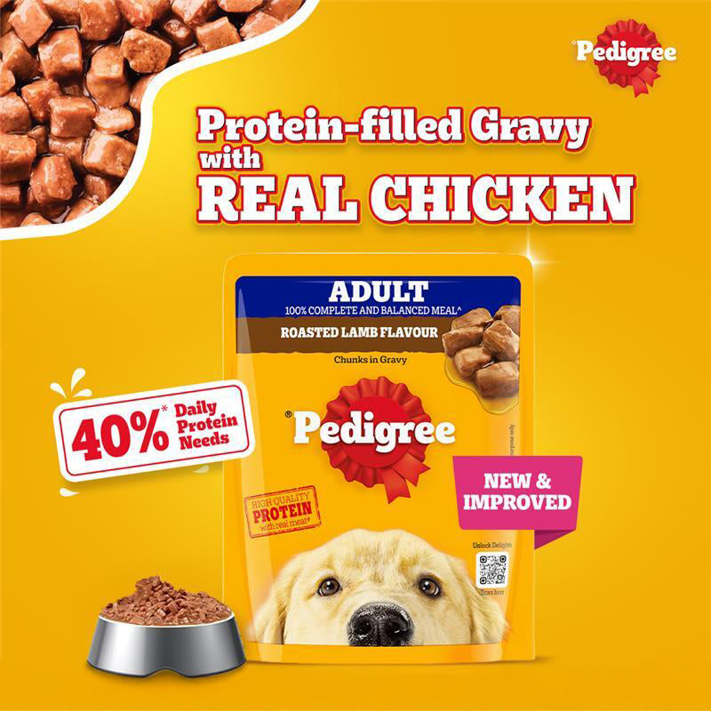 Pedigree Roasted Lamb Chunks In Gravy Adult Dog Wet Food - 70 gm - Heads Up For Tails