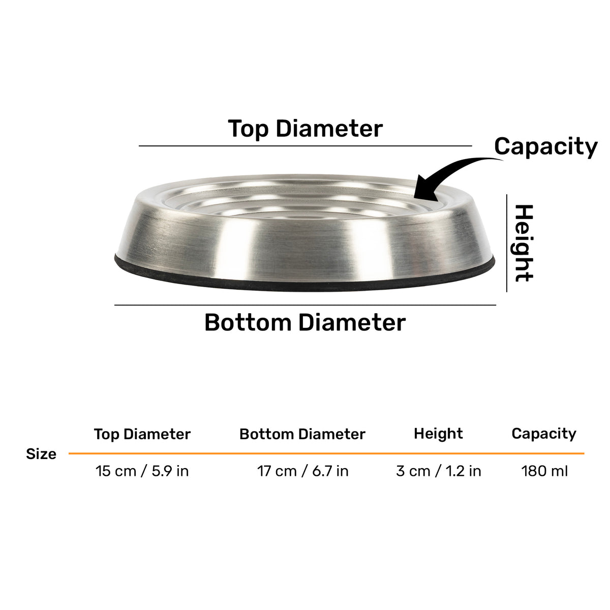 HUFT Whiskerlicks Classic Steel Bowl For Cat - Heads Up For Tails