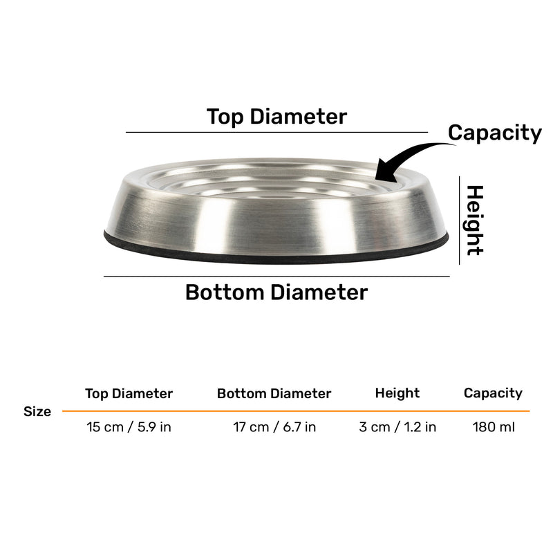 HUFT Whiskerlicks Classic Steel Bowl For Cat - Heads Up For Tails