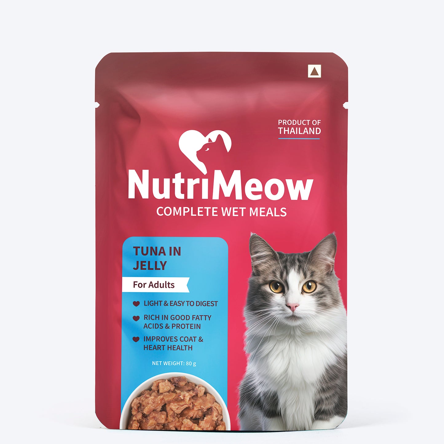 NutriMeow Adult Cat Trial Pack - Chicken in Gravy + Tuna in Jelly Wet Food (2 x 80 gm) - Heads Up For Tails