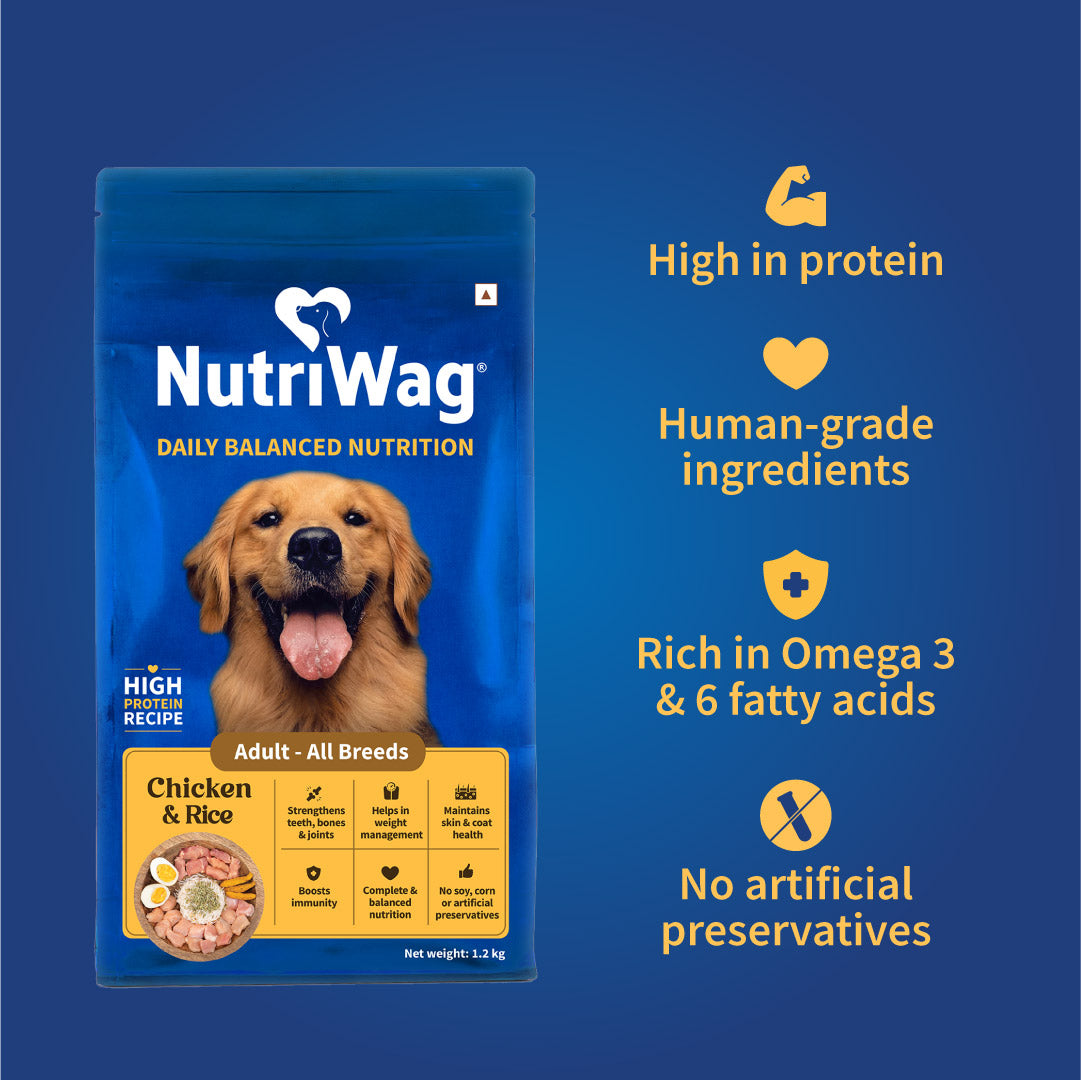 NutriWag Chicken & Rice Dry Food For Adult Dog - Heads Up For Tails