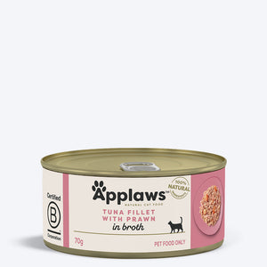 Applaws Natural 75% Tuna Fillet and 23% Prawn Wet Cat Food - 70 g - Heads Up For Tails