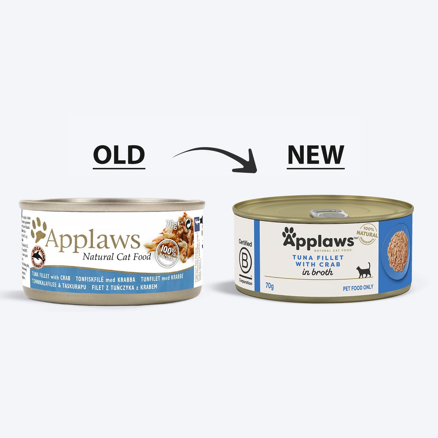 Applaws 70% Tuna Fillet with Crab Natural Wet Cat Food - 70 g