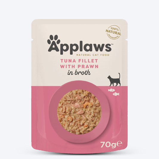 Applaws Natural 75% Tuna Fillet with Pacific Prawn in Broth Wet Cat Food - 70 g