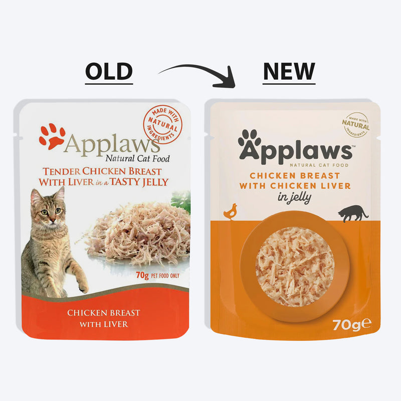 Applaws Natural Tender 55% Chicken Breast with Liver in Jelly Wet Cat Food - 70 g - Heads Up For Tails
