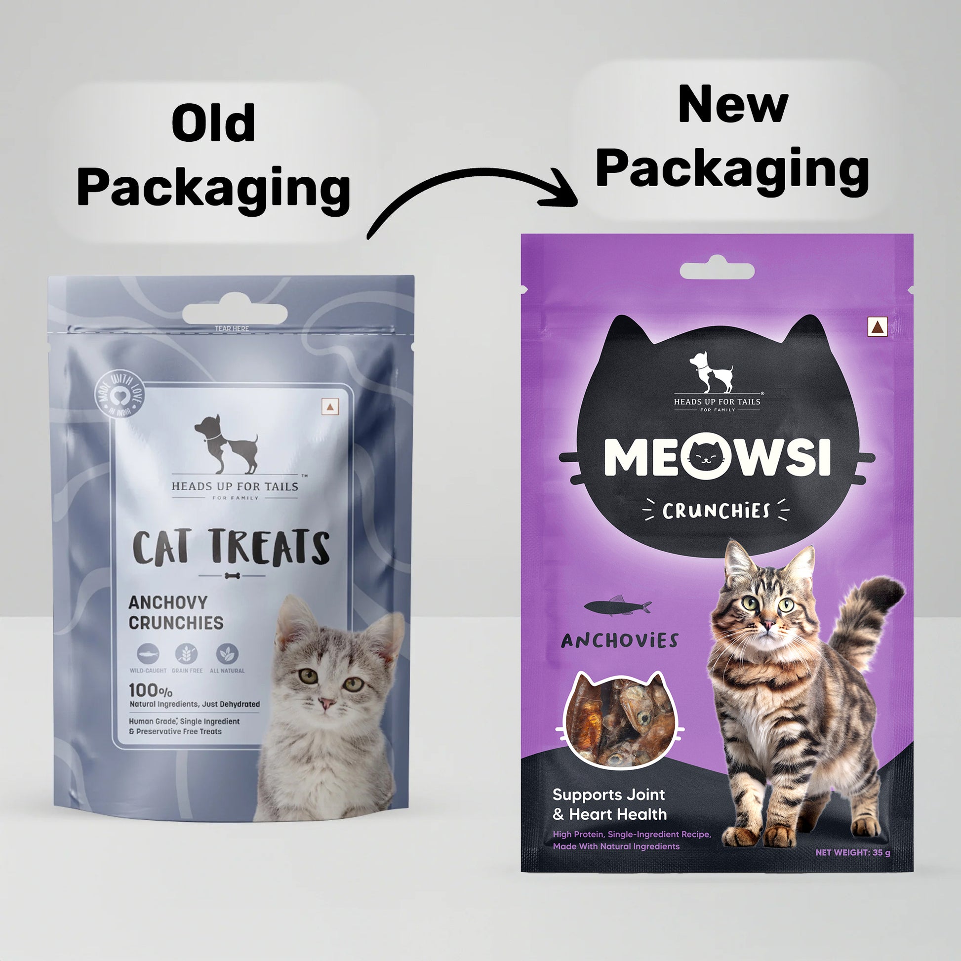Meowsi by HUFT Dehydrated Anchovies Crunchies Cat Treats - 35 g - Heads Up For Tails