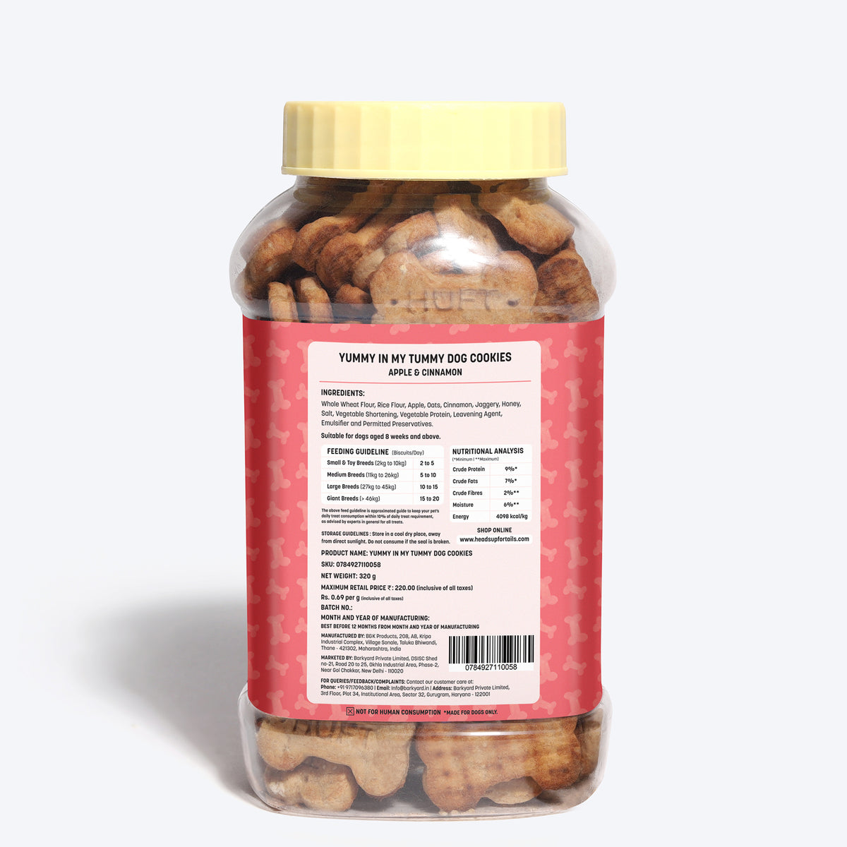 HUFT YIMT Apple & Cinnamon Vegetarian Dog Biscuits - Heads Up For Tails