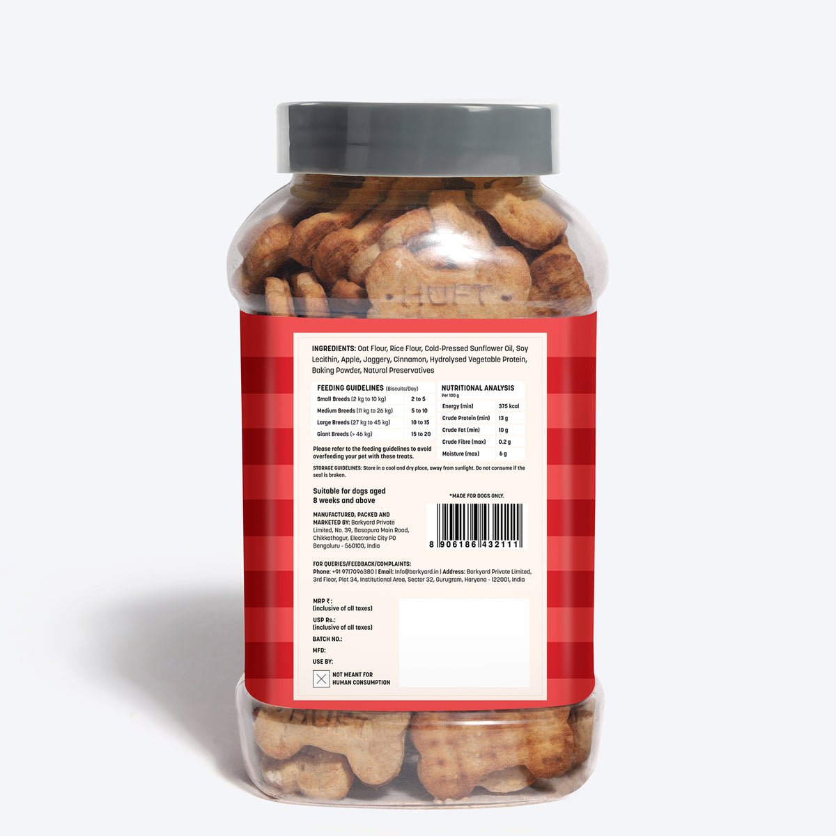 HUFT Yummy In My Tummy Apple & Cinnamon Vegetarian Gluten Free Dog Biscuit - Heads Up For Tails