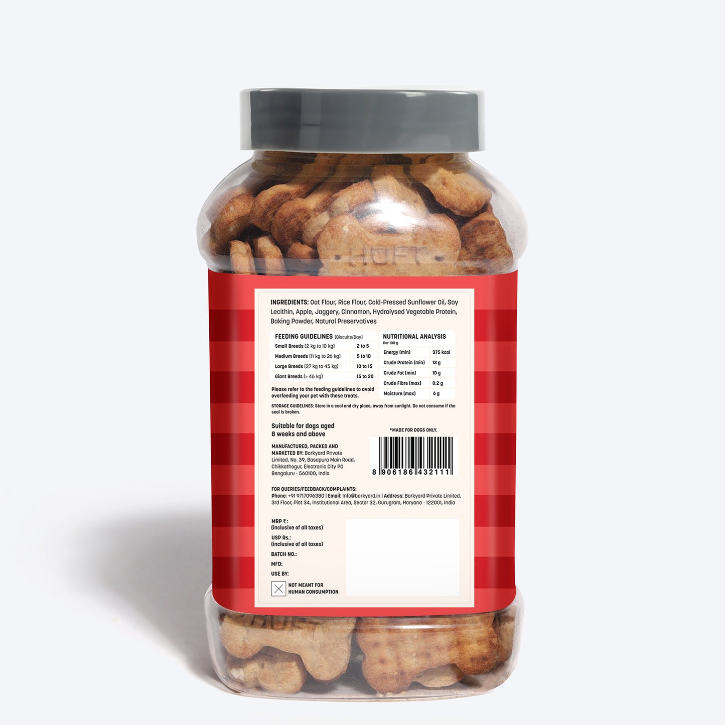HUFT Yummy In My Tummy Apple & Cinnamon Vegetarian Gluten Free Dog Biscuit - Heads Up For Tails