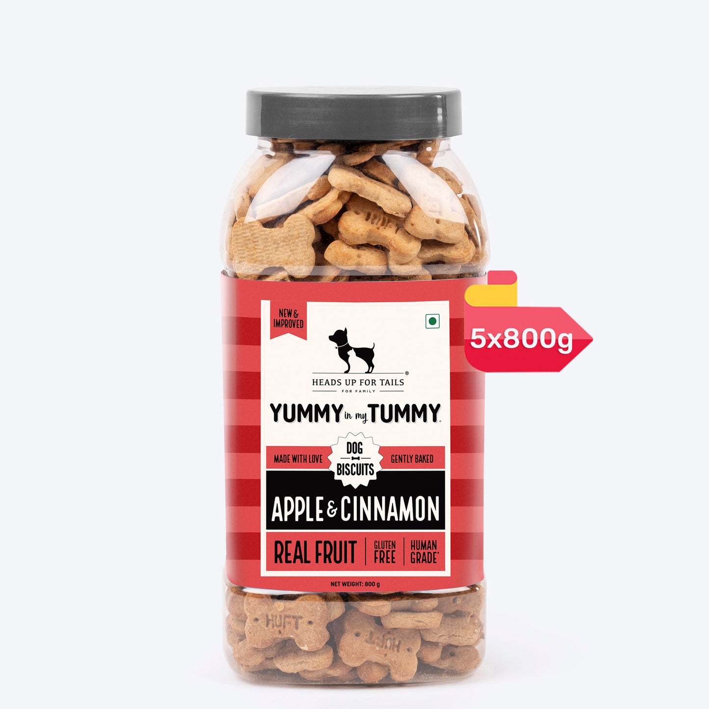 HUFT Yummy In My Tummy Apple & Cinnamon Vegetarian Gluten Free Dog Biscuit - Heads Up For Tails