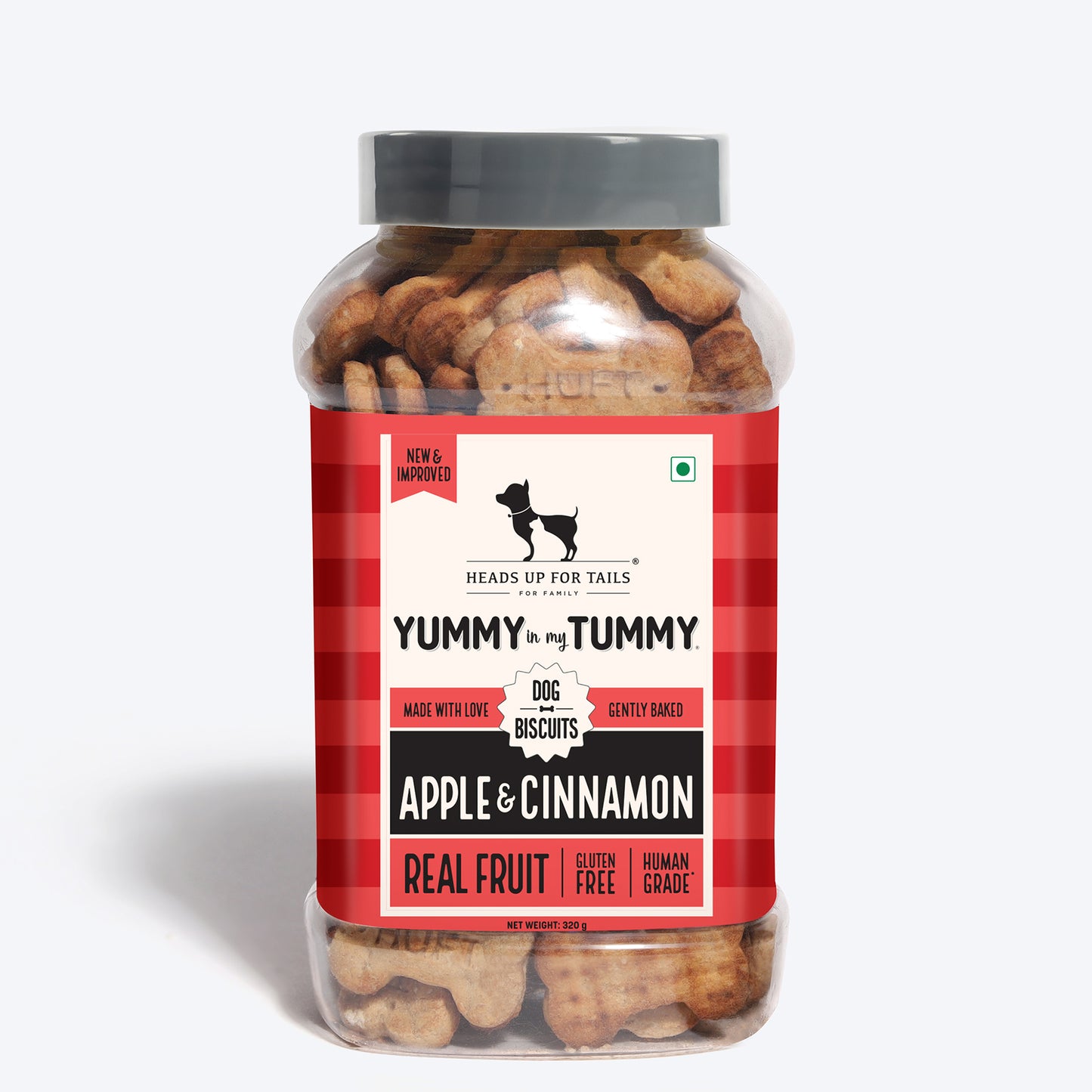 HUFT Yummy In My Tummy Apple & Cinnamon Vegetarian Gluten Free Dog Biscuit - Heads Up For Tails
