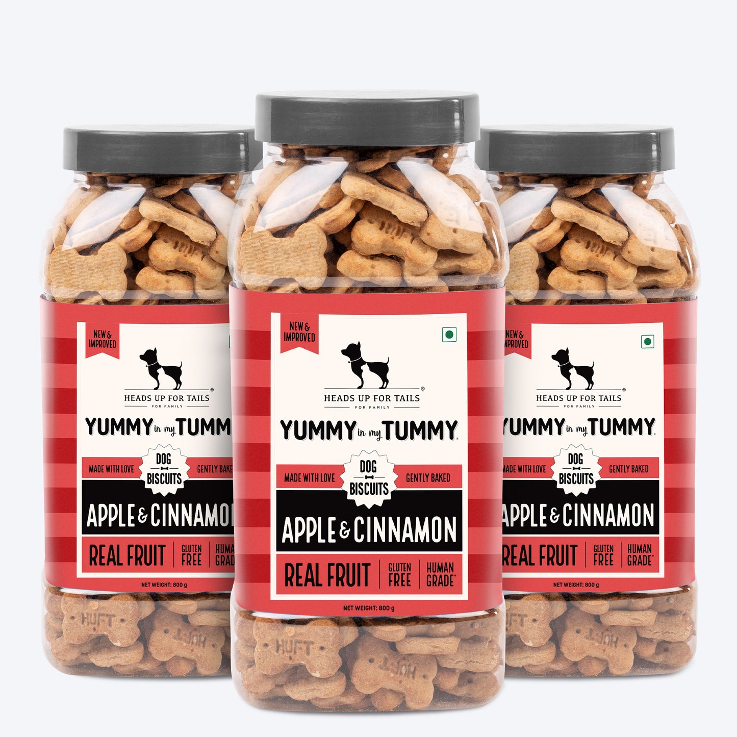 HUFT Yummy In My Tummy Apple & Cinnamon Vegetarian Gluten Free Dog Biscuit - Heads Up For Tails