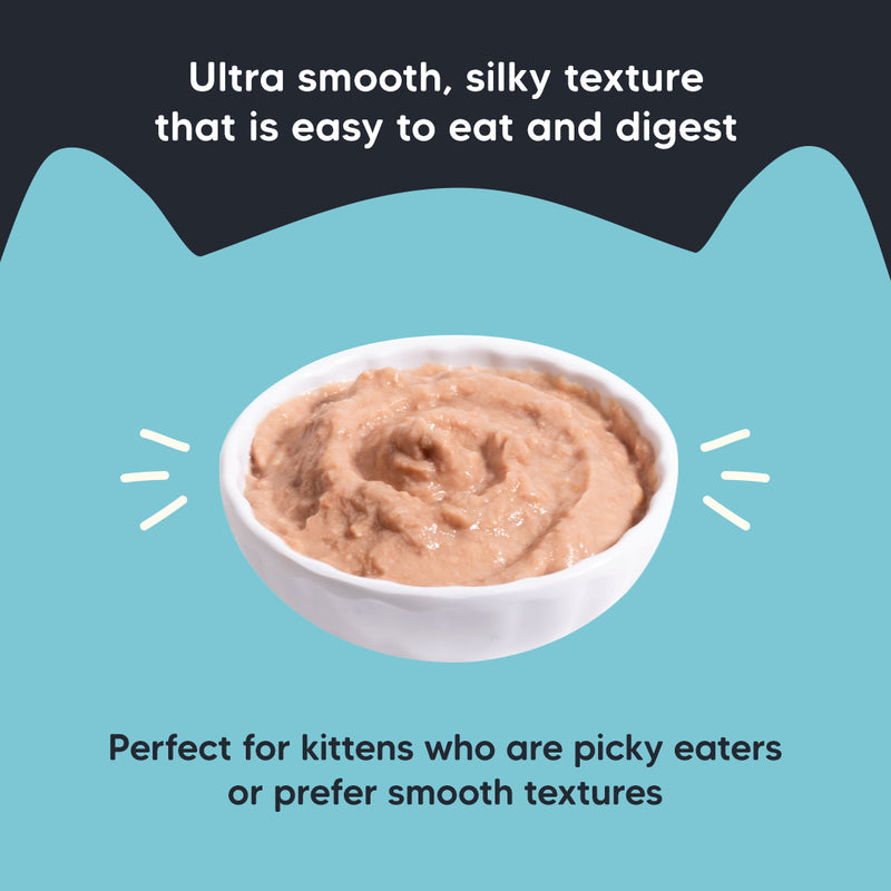Meowsi by HUFT Chicken & Salmon Mousse Kitten Wet Food, 70 gm, complete meal with vitamins and minerals, grain-free.