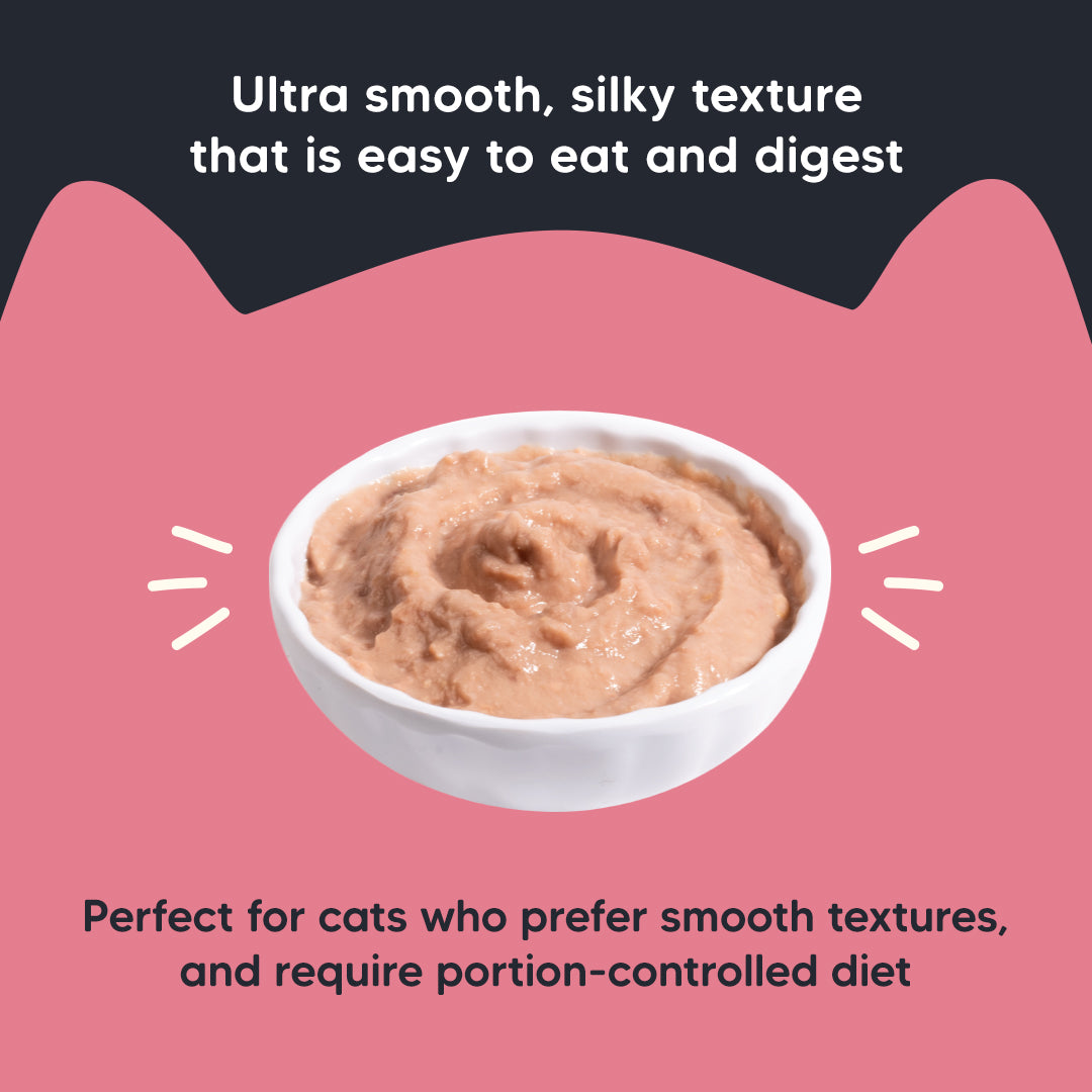 Meowsi by HUFT Low Calorie Light Chicken Mousse Wet Food for Cats, 70 gm tray, with vitamins and minerals.