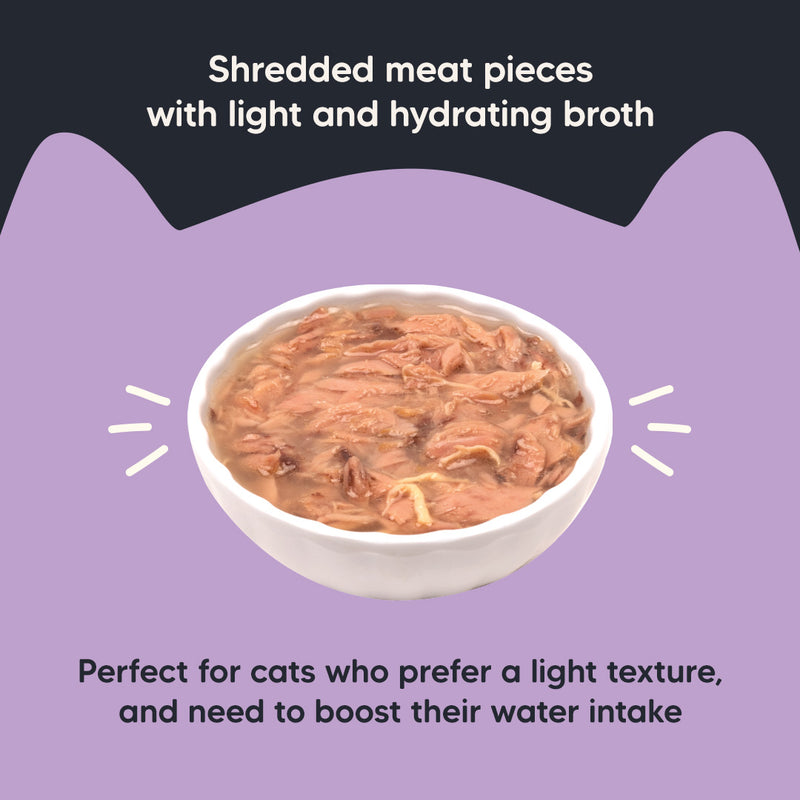 Meowsi by HUFT Tuna & Chicken in Broth Cat Wet Food, 80 gm, with vitamins and minerals, grain-free formula.