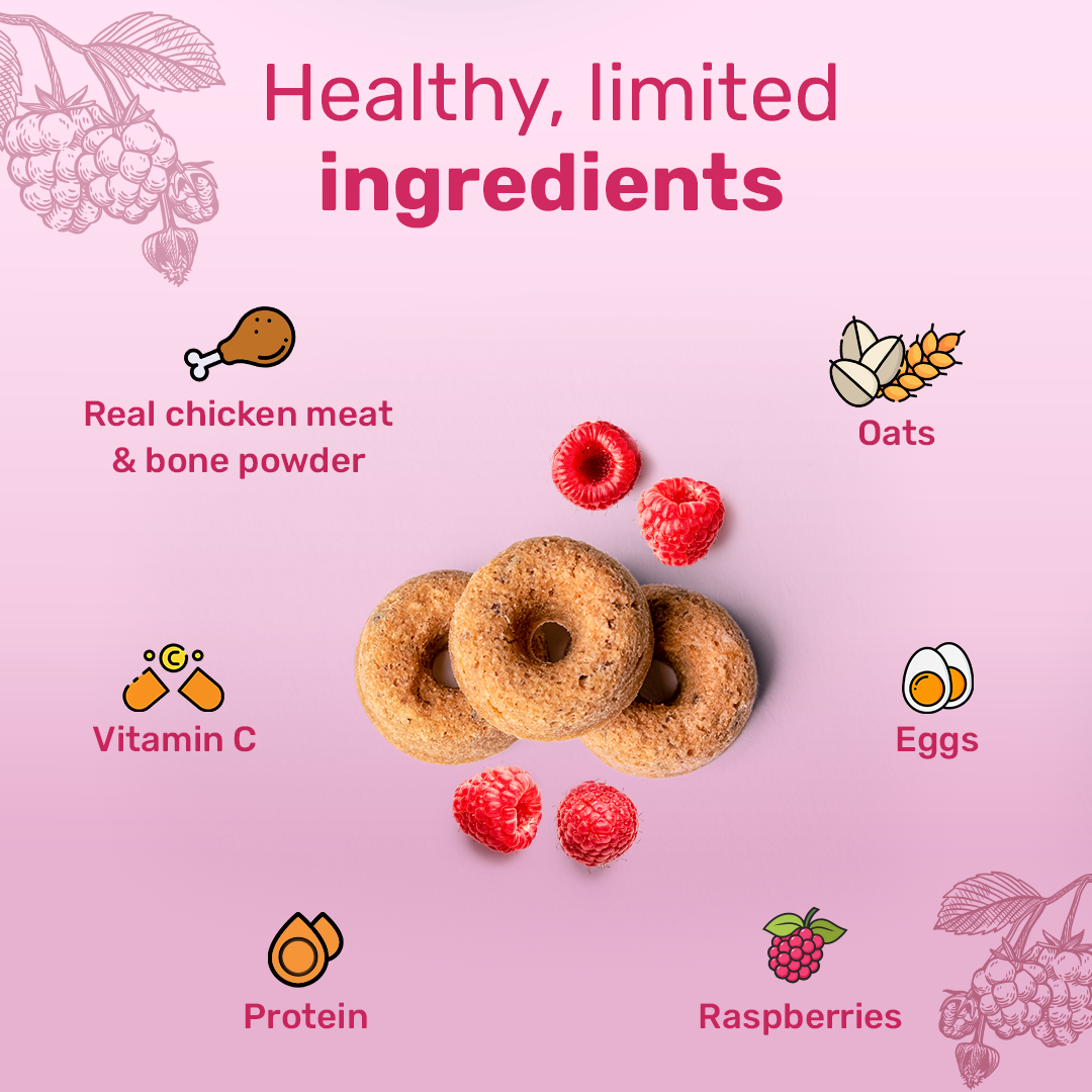 HUFT Berry Bites Made With Real Chicken & Raspberries Treat For Dogs - 140 g - Heads Up For Tails