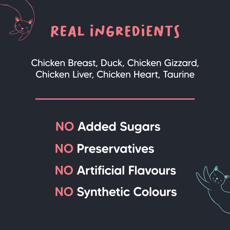 Meowsi by HUFT Chicken Breast with Duck in Broth Cat Wet Food, 80 gm, complete meal with vitamins and minerals.
