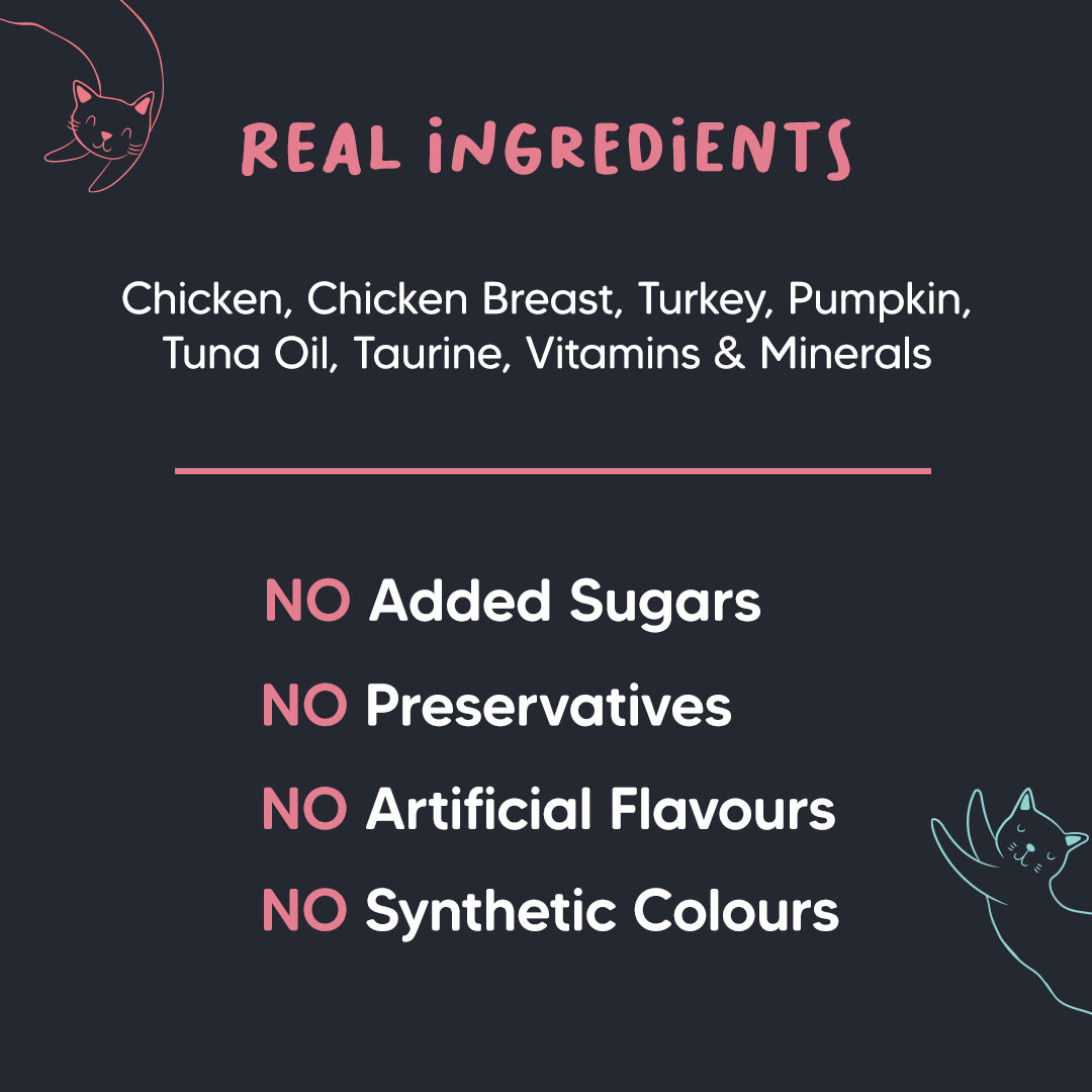 Meowsi by HUFT Low Calorie Light Chicken Mousse Wet Food for Cats, 70 gm tray, with vitamins and minerals.