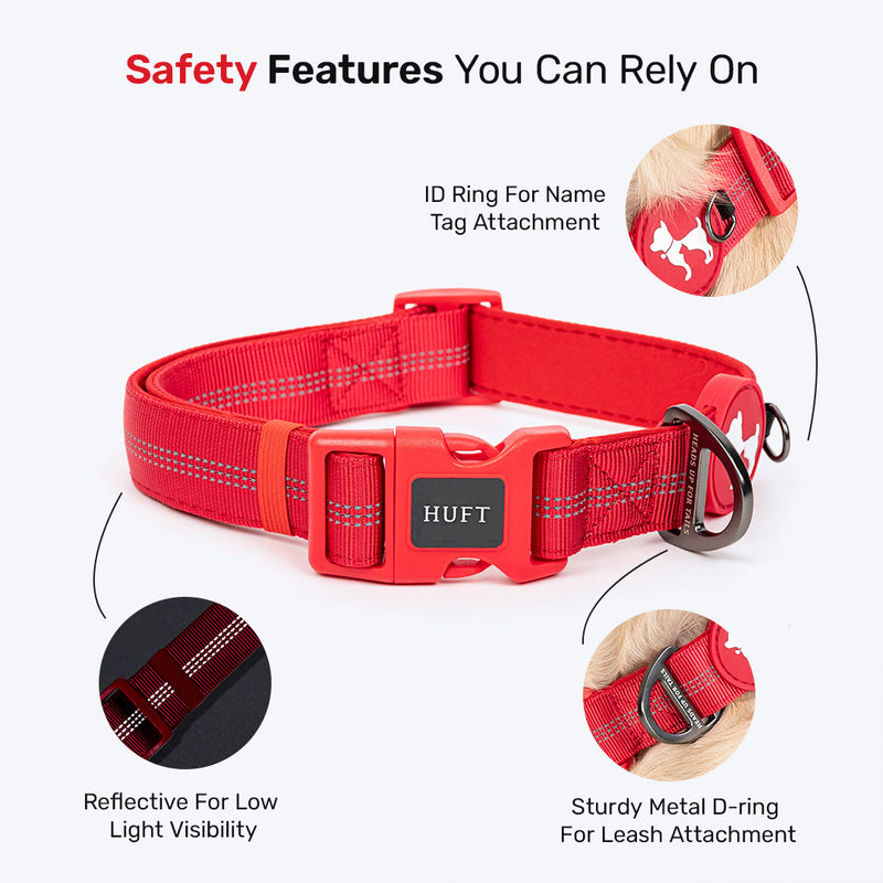 HUFT Comfort Plus Collar For Dog - Red - Heads Up For Tails