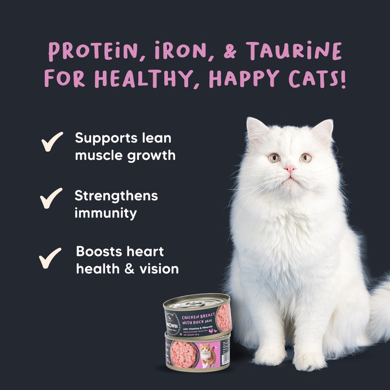 Meowsi by HUFT Chicken Breast with Duck pâté canned cat food, 80 gm, enriched with vitamins and minerals. Grain-free.