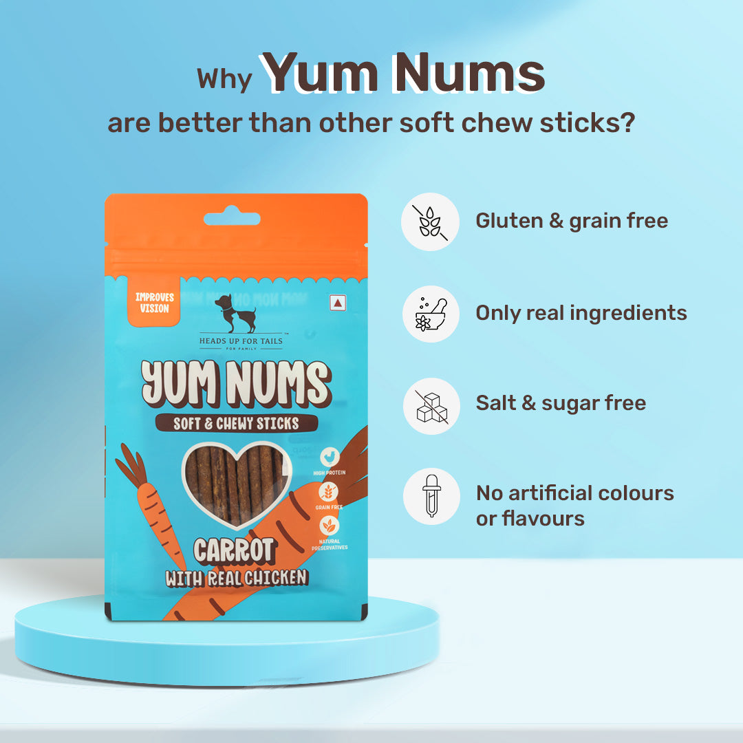 HUFT Yum Nums Soft & Chewy Sticks Carrot With Real Chicken Treat For Dogs - 70 g