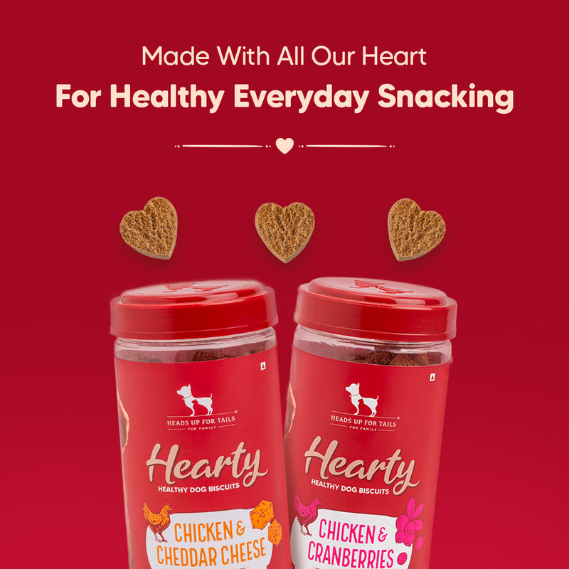 Hearty Chicken & Cranberries Healthy Dog Biscuits by Heads Up For Tails, 320 g, protein-rich and grain-free.
