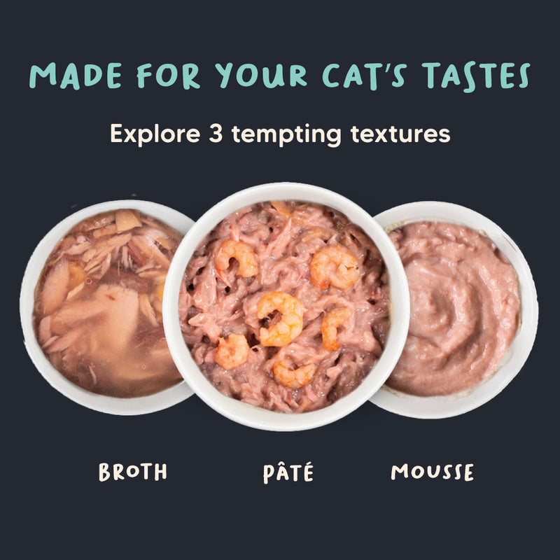 Meowsi by HUFT Tuna & Shrimp pâté Cat Wet Food, 80 gm, grain-free, with vitamins and minerals for balanced nutrition.