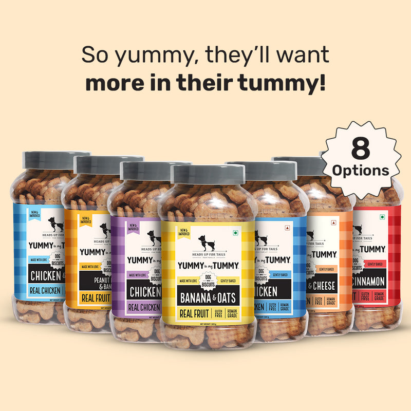 Heads Up for Tails Yummy Tummy Peanut Butter & Banana Dog Biscuits, gluten-free, 8 options in jars