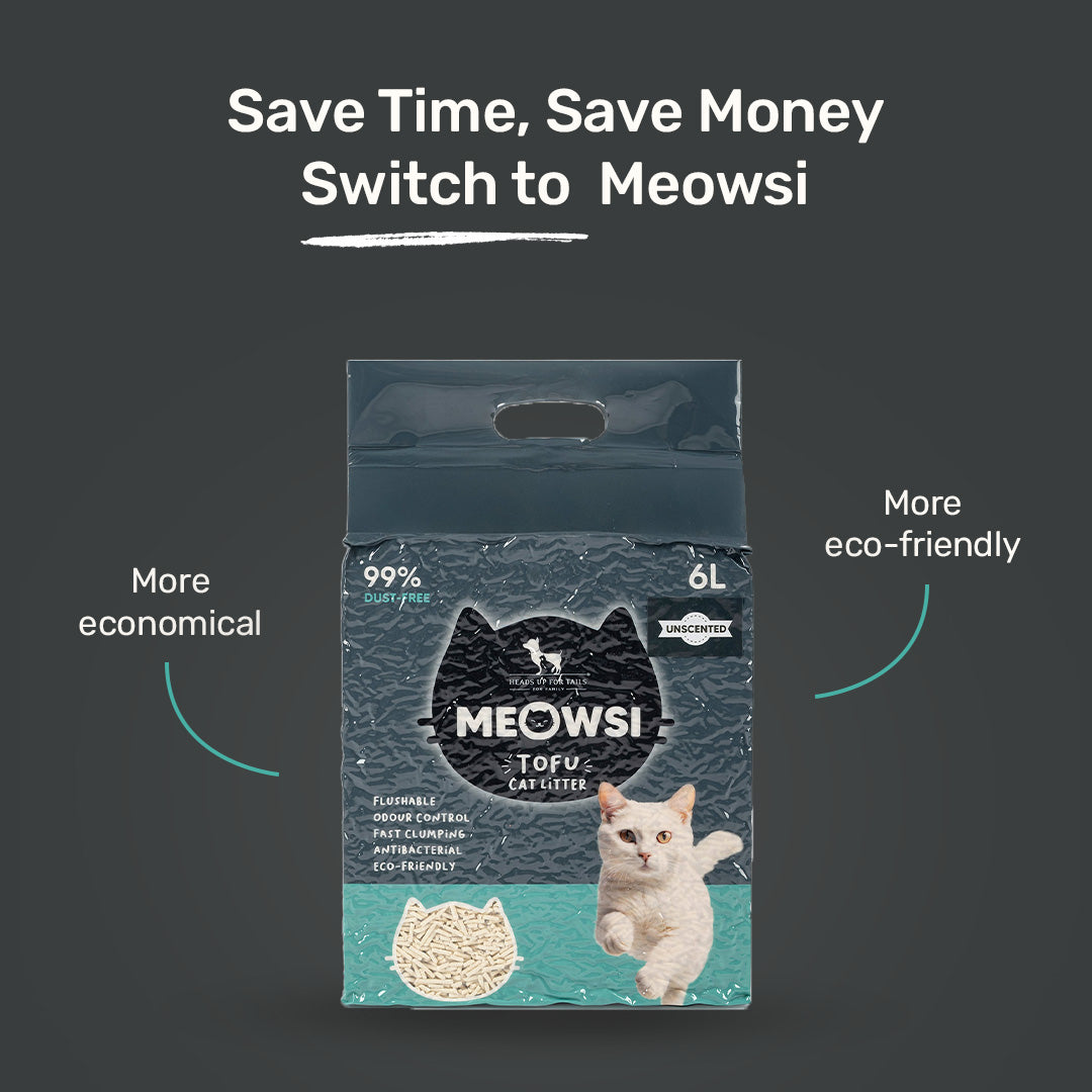 Meowsi by HUFT Tofu Cat Litter - Unscented - 6 Ltr - Heads Up For Tails