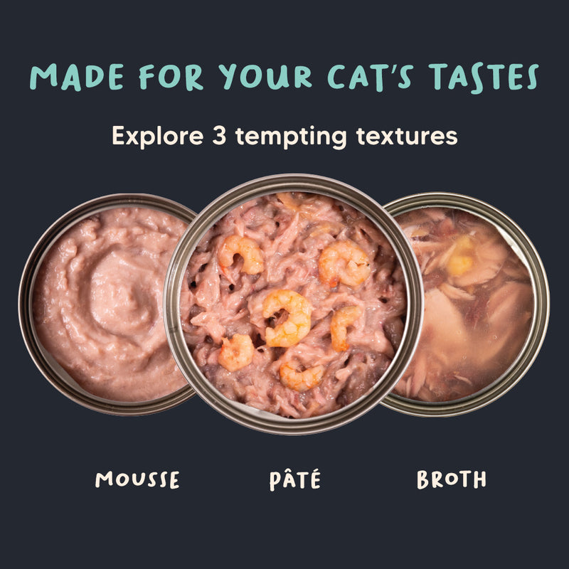 Meowsi by HUFT Tuna & Shrimp Pâté Canned Cat Wet Food, 80 gm, with vitamins and minerals, grain-free formula.