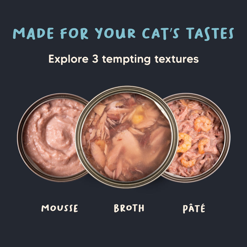 Meowsi by HUFT Tuna & Shrimp in Broth Canned Cat Wet Food, 80 gm, with vitamins and minerals, grain-free.