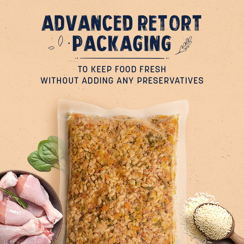 Sara's Wholesome Classic Chicken and Brown Rice Dog Food, 7 x 300g pack, made with farm-fresh ingredients.