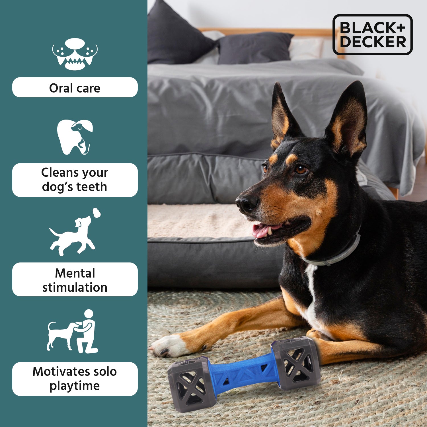 Black Decker Treat Leak Floatable Dumbbell Interactive Toy For Dog